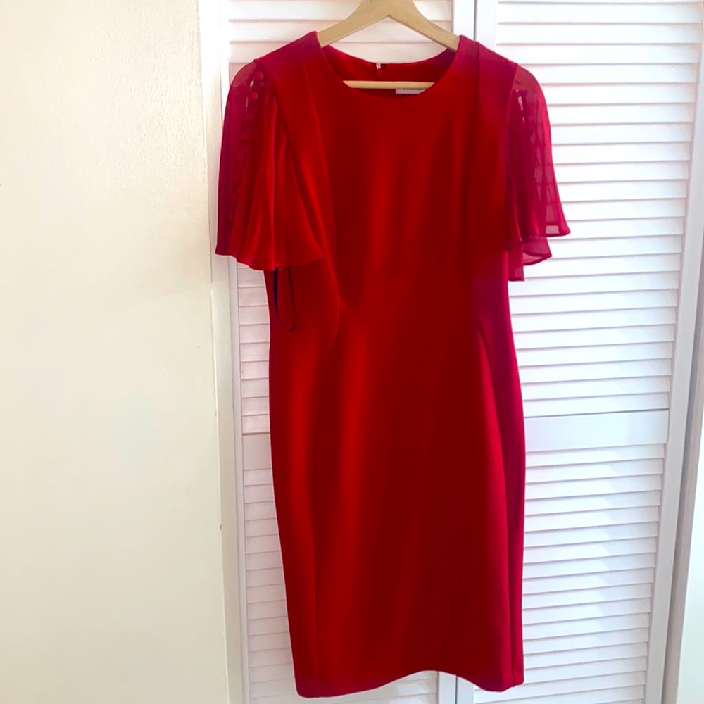 Short Sleeve Red Calvin Klein Dress